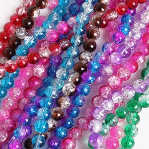 8mm colorful cracked glass beads for DIY necklaces and handmade jewelry making