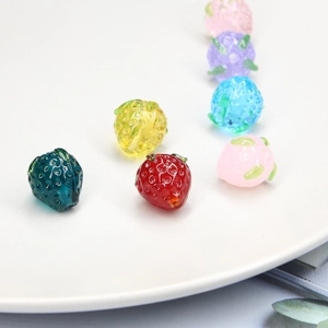 Colorful glass strawberry charms for handmade DIY bracelets and earring accessories