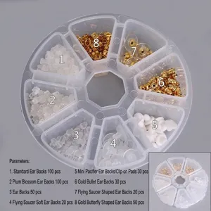 8-slot organizer box with silicone and metal earring back replacements assortment