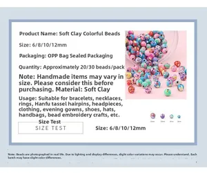Tableau comparatif détaillé des perles en argile polymère de 6mm à 12mm pour bijoux DIY