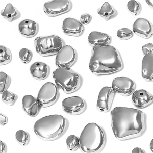 Irregular silver CCB spacer beads with high-polish mirror finish for DIY jewelry making