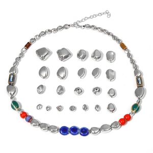 Silver irregular CCB plastic beads necklace and loose spacer beads with colorful accents
