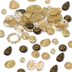 Baroque style gold-painted acrylic beads set for DIY earring and jewelry making