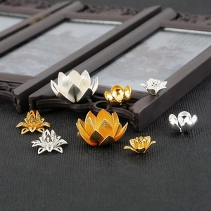 Golden and silver lotus brass flower bead caps for DIY handmade jewelry making charms