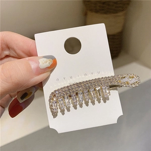 Luxury rhinestone barrette hair clip with long crystals and sparkling pavé details