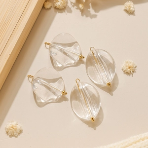 Transparent geometric pendants with gold metal hardware for DIY jewelry making