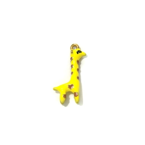 Schattige gele emaille giraf hanger met bruine vlekken en gouden ring voor DIY sieraden
