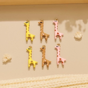 Cartoon Giraf Hanger Roestvrij Staal Verguld Schattig Dier Bedeltje Voor DIY Ketting Sleutelhanger Armband Sieraden