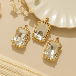 Set di ciondoli rettangolari in zirconia dorata vintage per collane fai-da-te