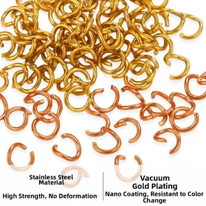 Macro di anellini aperti in acciaio inossidabile placcato oro 18K per gioielli DIY