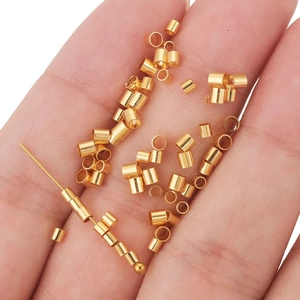 18K vergulde roestvrijstalen knijpkralen voor DIY halskettingen en armbanden maken