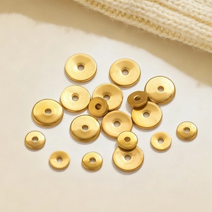Stainless Steel Flat Round Spacer Beads 18K Gold Plated Disc Beads For DIY Jewelry Making Necklace Bracelet Accessory