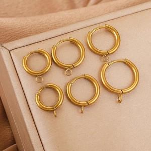 Three sizes of gold hoop earring components with hanging loops for DIY jewelry making