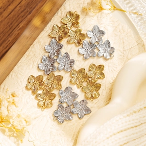 304 stainless steel golden and silver triple flower charms for DIY jewelry making