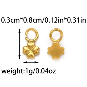 304 stainless steel gold heart and clover pendant charms for DIY jewelry making