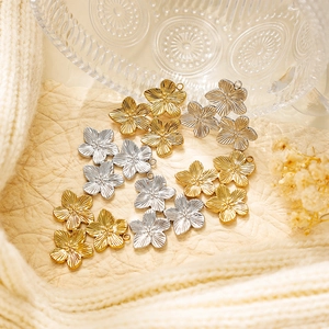 Golden and silver stainless steel five-petal flower pendants for DIY jewelry making
