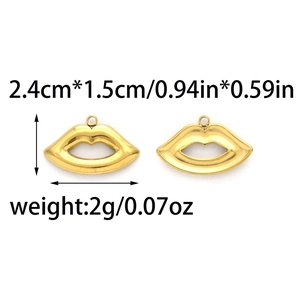 Goldener hohler Lippenanhänger aus 304 Edelstahl mit Maßen von 2,4cm x 1,5cm für Schmuck