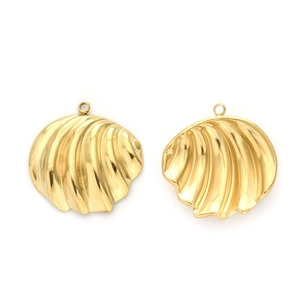 Pendentifs coquillages en acier inoxydable 304 avec texture rayée en finition or brillant