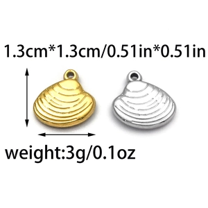 Pendentif coquillage en acier inoxydable 304 1,3cm or et argent pour bijoux DIY