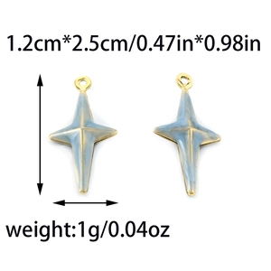 Zwei hellblaue Emaille Sternanhänger mit Goldrand aus 304 Edelstahl für DIY-Schmuck