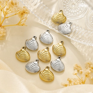 Pendentif Coquille 3D en Acier Inoxydable Accessoire de Bijoux DIY pour Collier Porte-clés Or Argent Métal Charme Artisanat
