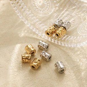 304 Stainless Steel Hammered Cylindrical Beads DIY Jewelry Accessories Small Hole Round Spacer Beads For Bracelet Necklace Making