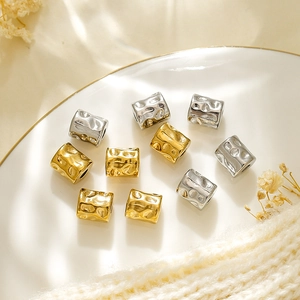 Textured 304 stainless steel beads with hammer finish for DIY jewelry making