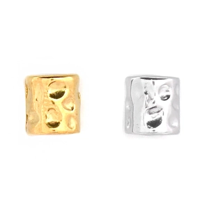 Hammered 304 stainless steel cylindrical beads in gold and silver finish for DIY jewelry