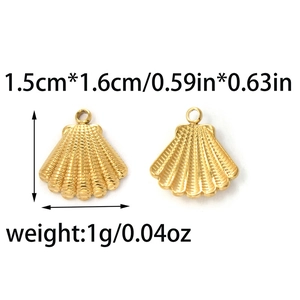 Pendentif coquillage doré en acier inoxydable 304 avec texture radiale pour bijoux DIY