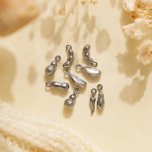 304 Stainless Steel Vegetable Shaped Pendants Retro Mini Peanut Pod Chili Gourd Charms For DIY Jewelry Making Necklaces Bracelets