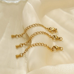 Lot de 3 chaînes d'extension en acier inoxydable 304 plaqué or 18k avec fermoirs homard