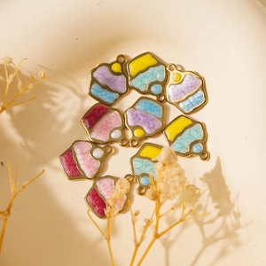 Pendentifs artistiques en acier inoxydable 304 et émail coloré pour création bijoux DIY