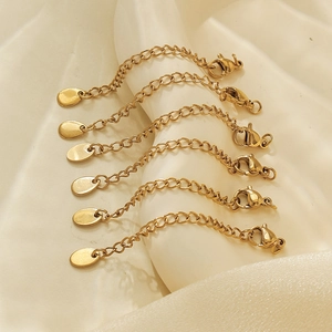 Lot de six fermoirs mousquetons plaqués or 18k avec chaînes d'extension pour bijoux DIY