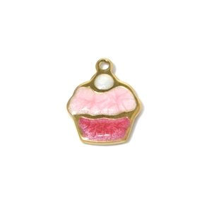Pendentif cupcake en acier inoxydable 304 rose et rouge pour la création de bijoux