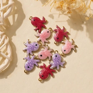 Octopus emaille hangers van 304 roestvrij staal in rood roze en paars voor DIY sieraden