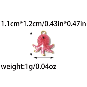 Roze emaille octopus hanger van 304 roestvrij staal voor DIY-sieraden maken