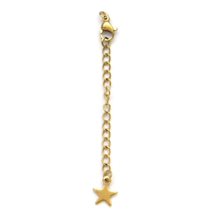 Chaîne d'extension en acier inoxydable 304 doré 18 carats avec fermoir mousqueton et étoile