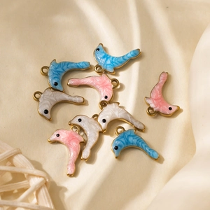 304 Roestvrij Staal Emaille Dolfijn Hangers Kleurrijke Zeedier Charms Voor DIY Sieraden Maken Ketting Armband Accessoire