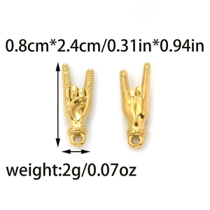 Gold rock hand gesture pendants in 304 stainless steel with mirrored polish finish