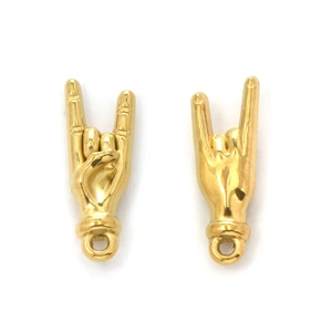 Golden 304 stainless steel rock hand gesture charms for DIY jewelry making