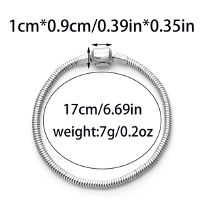 304 stainless steel snake chain bracelet 17cm with polished barrel clasp closure