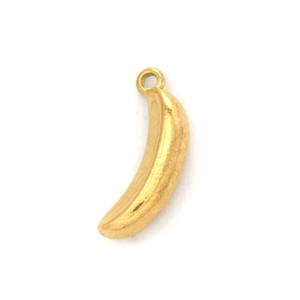 Polished 304 stainless steel golden banana pendant for jewelry making with small clasp