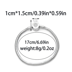 Silver snake chain bracelet 17cm circumference with detailed buckle size measurements