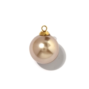 Elegante ciondolo con perla champagne e cappuccio dorato per gioielli fai-da-te e collane