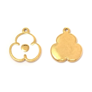 304 roestvrijstalen bloemen bedeltjes met wit emaille voor DIY sieraden maken set
