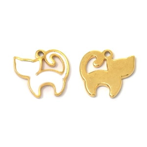 304 roestvrijstalen kattenhangers met wit emaille en goudkleurige afwerking voor sieraden