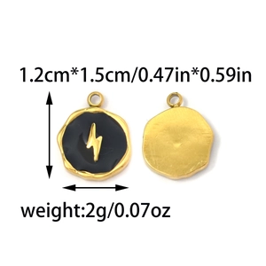 304 stainless steel lightning bolt charms with black enamel finish for DIY jewelry