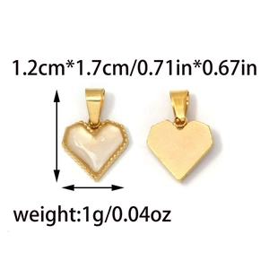 304 stainless steel heart pendant with gold frame and translucent white inlay