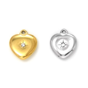 Colgantes corazón de acero inoxidable 304 con circonita en tonos oro y plata