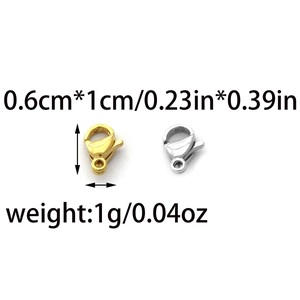 304 stainless steel lobster clasp in gold and silver for jewelry making 0.6x1cm